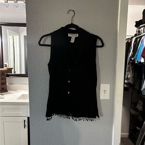 Ronni Nicole vintage Y2K 90s Black Sleeveless Blouse with Beaded Hem